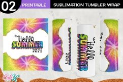Summer Tie-Dye 20 Oz. Skinny Tumbler sublimation PNG Product Image 2