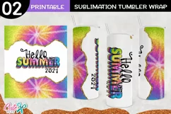 Summer Tie-Dye 20 Oz. Skinny Tumbler sublimation PNG Product Image 2