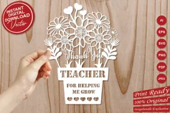 Papercut Thank You Teacher Flower Pot | Sunflowers | SVG Product Image 4