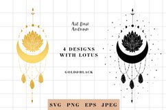 Moon svg Lotus mandala clipart Moon phases svg Crescent moon Product Image 1