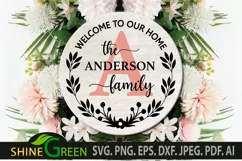 Family Monogram SVG - Welcome to Our Home Round Sign Product Image 1
