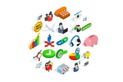 Biz icons set, isometric style Product Image 1