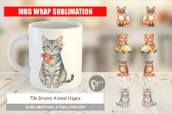 70s Groovy Animal Hippie Mug Wrap Product Image 1