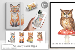 70s Groovy Animal Hippie Digital Paper Product Image 1