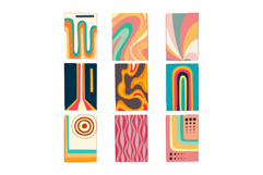 Retro 70s abstract backgrounds with groovy psychedelic patte Product Image 1