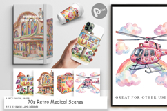 70s Retro Medical Scenes Digital Paper Product Image 1