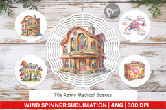 70s Retro Medical Scenes Wind Spinner Product Image 1