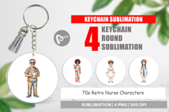 70s Retro Nurse Characters Keychain Product Image 1