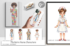 70s Retro Nurse Digital Paper Product Image 1