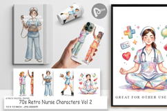 70s Retro Nurse Digital Paper Product Image 1