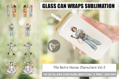 70s Retro Nurse Characters Glass Can Product Image 1