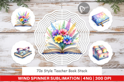 70s Teacher Book Stack Wind Spinner Product Image 1