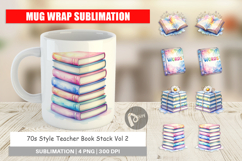 70s Teacher Book Stack Mug Wrap Product Image 1