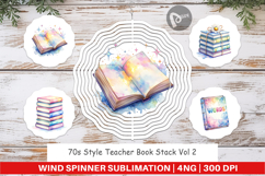 70s Teacher Book Stack Wind Spinner Product Image 1