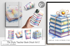 70s Teacher Book Stack Digital Paper Product Image 1