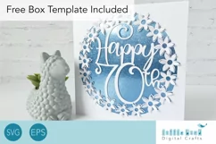 Happy 70th Birthday Card SVG With Pop up Flowers Product Image 1