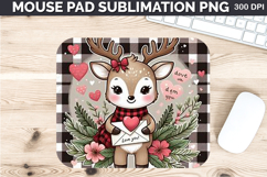 Watercolor Deer Mouse Pad Sublimation - Valentines PNG Product Image 1