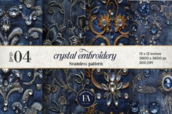 Navy Crystal Embroidery | Luxury Denim Fabric Texture Product Image 1