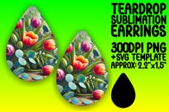 Unique Teardrop Earrings Artwork for Sublimation , Flower Product Image 1