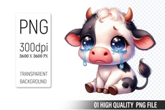 Cow Clipart PNG, Farm Animals Clipart, Rustic Farm Art Product Image 1