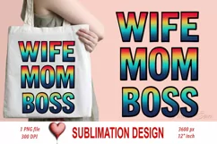 WIFE MOM BOSS clipart | Mothers day Sublimation design png Product Image 2