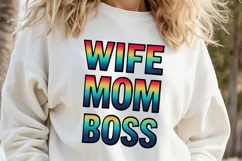 WIFE MOM BOSS clipart | Mothers day Sublimation design png Product Image 1