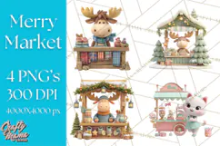 Cute Christmas Market Stall Clipart for Crafts PNG Product Image 1
