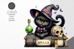 Halloween clipart, Black cat clipart, Autumn clipart Product Image 1