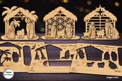 Nativity Scene Gift Cards Bundle | Glowforge | 3D Puzzle Product Image 1