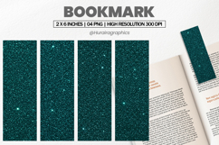Teal Glitter Bookmarks PNG, Bookmark Sublimation Product Image 1