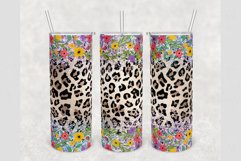 Leopard Print Summer Floral Glitter 20oz tumbler sublimation Product Image 1