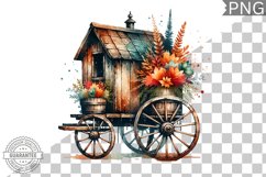 Fall Wagon Garden Sublimation - Fall Clipart PNG Design Product Image 1