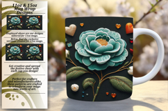 Delightful 15oz Mug Wrap Png Template , 3D Flower Product Image 1