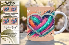 Glamorous 15oz Mug Wrap Png Artwork , Heart Product Image 1