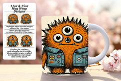 Beautiful 15oz Mug Wrap Png Design , Monster Product Image 1