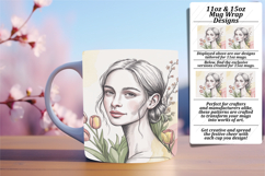 Artistic 15oz Mug Wrap Png Design , Beauty Woman Product Image 1