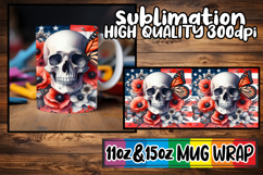 Blissful mornings 11oz 15oz sublimation wrap, Skull USA Product Image 1
