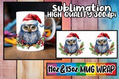 Owl Christmas Mug Wrap 11oz 15oz Embroidered Sublimation Product Image 1