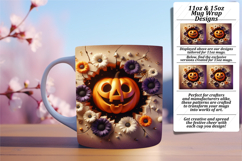 Cute 15oz Mug Wrap Png Artwork , 3D Pumpkin Product Image 1