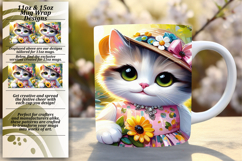 Festive 11oz Mug Wrap Png Artwork , Cute Cat Product Image 1