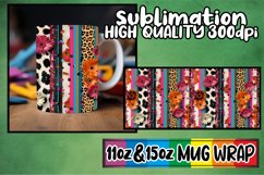 3D Leopard Floral Mug Wrap Designs for 11oz/15oz Product Image 1