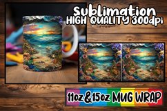 Beachside Serenity Mug Wrap Sublimation, 11oz 15oz Product Image 1