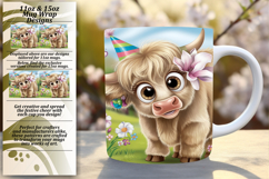 Gorgeous 15oz Mug Wrap Png Template , Cute Cow Product Image 1