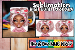 Playful joy 11oz 15oz mug wrap, Afro Girl Product Image 1