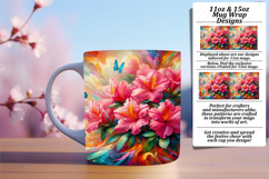 Elegant 11oz Mug Wrap Png Template , Flowers Product Image 1