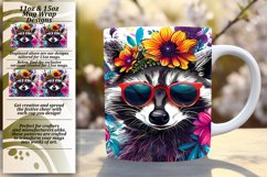 Bright Flower &amp; Raccoon Mug Wrap 11oz/15oz Product Image 1