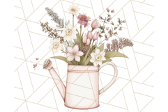 Watering Can Flowers PNG, Rustic Floral Watercolor Clipart Product Image 3
