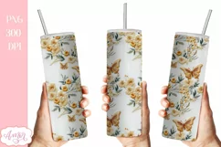 Embroidery butterflies tumbler wrap PNG for sublimation Product Image 3