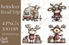 Homespun Christmas Reindeer Roadtrip PNG Clipart Product Image 1