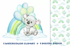 watercolor koala clip art Baby Koala. little animals clipart Product Image 1
